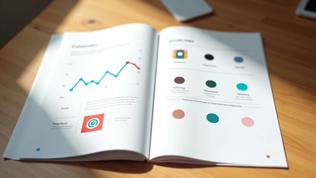 Manuale di brand identity aperto con linee guida per animazione e colori del marchio