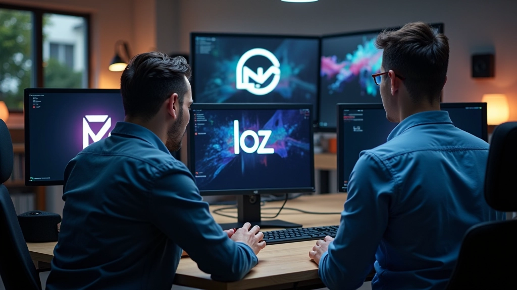Studio creativo con designer che lavora su animazioni di loghi