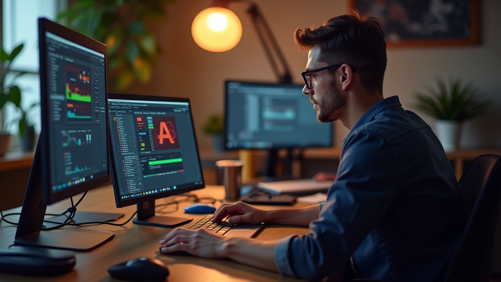 Studio di motion design con software di animazione professionale, monitor che mostra timeline di progetto